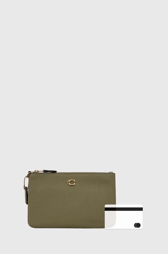 Δερμάτινο φακελάκι Coach Small Wristlet πράσινο CH818