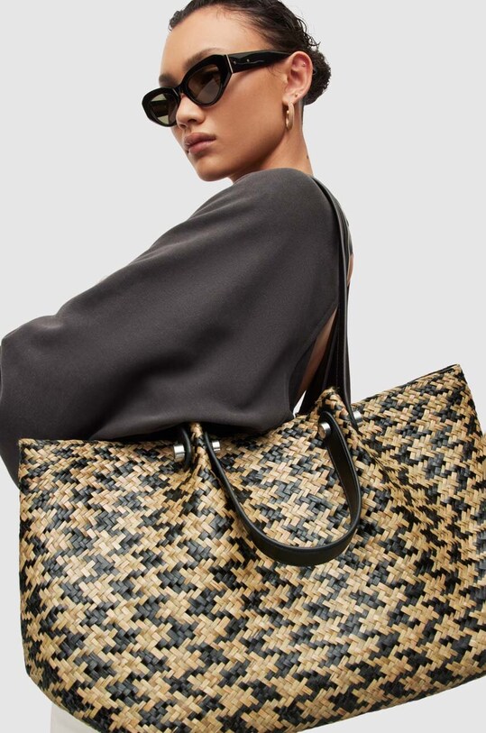 AllSaints torebka ALLINGTON STRAW TOTE WB544Y beżowy