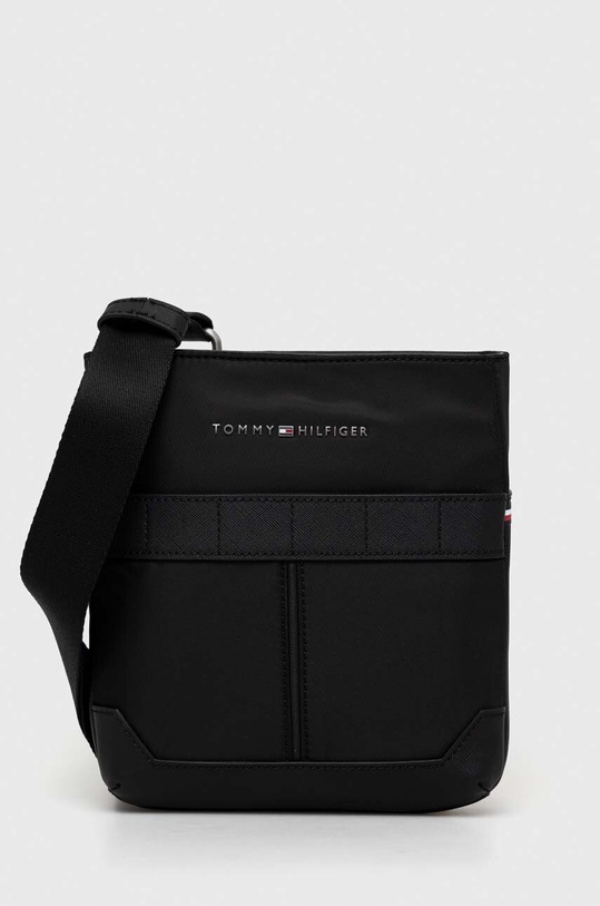 Torba Tommy Hilfiger imitacija zrnate kože crna AM0AM10943.PPYX