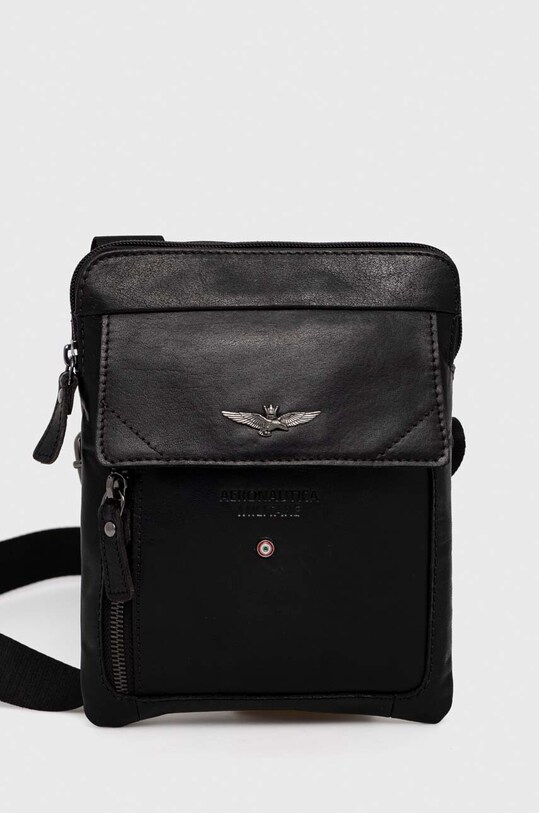 Aeronautica Militare borseta de piele uni negru AM301