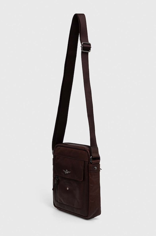 Kožená taška Aeronautica Militare AM303 hnedá SS23