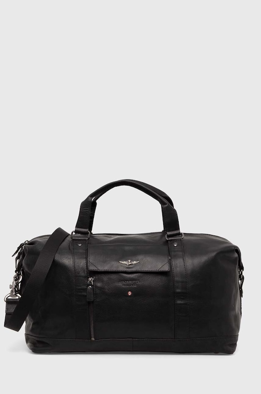 Aeronautica Militare geanta de piele uni negru AM306