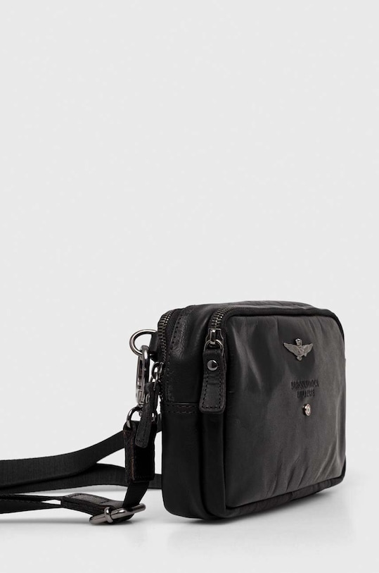 Kožená taška Aeronautica Militare AM309 čierna SS23