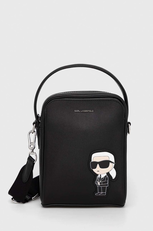 Karl Lagerfeld saszetka skórzana nie mieści A4 czarny 230W3042