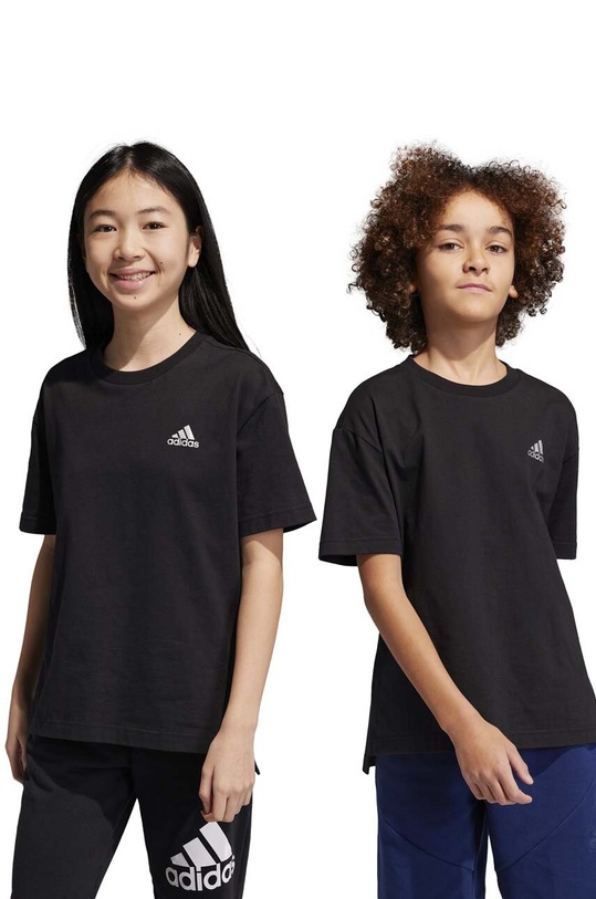 adidas t-shirt bawełniany dziecięcy nadruk czarny HR5809