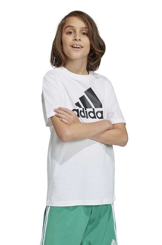 adidas t-shirt bawełniany dziecięcy U BL nadruk biały IB1670