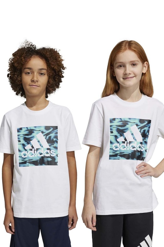 adidas t-shirt bawełniany dziecięcy nadruk biały IB9140