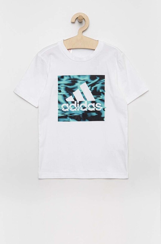 Дитяча бавовняна футболка adidas IB9140 білий SS23