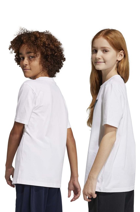 adidas t-shirt bawełniany dziecięcy IB9140 biały