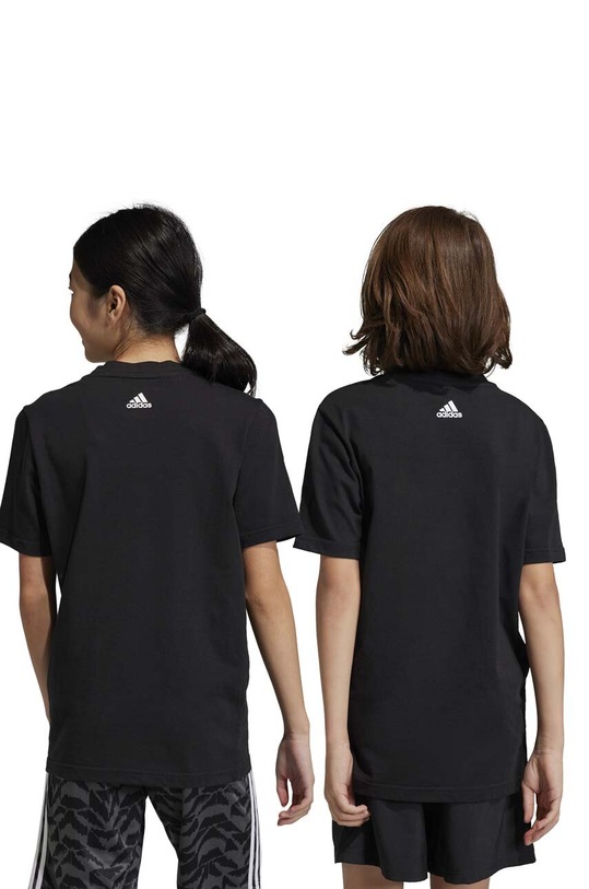 Детска памучна тениска adidas U LIN HR6400 черен