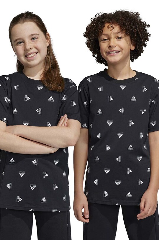 Дитяча бавовняна футболка adidas U BLUV TEE бавовна чорний HR6345