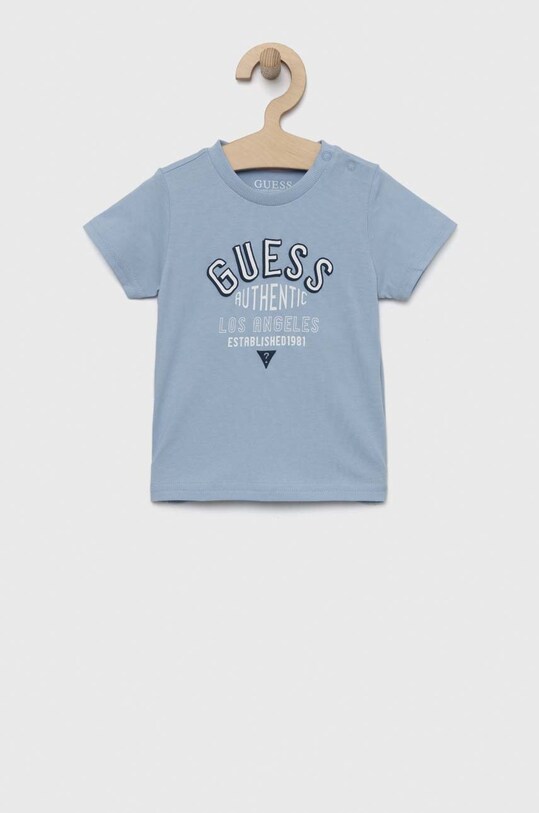 Guess t-shirt bawełniany niemowlęcy nadruk niebieski I3RI00.K8HM0.PPYX
