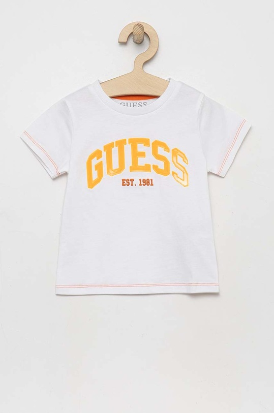 Guess t-shirt bawełniany dziecięcy wzorzyste biały N3RI07.K8HM3.PPYX