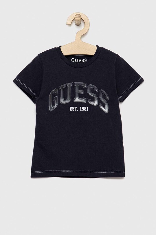 Dětské bavlněné tričko Guess nášivka námořnická modř N3RI07.K8HM3.PPYX