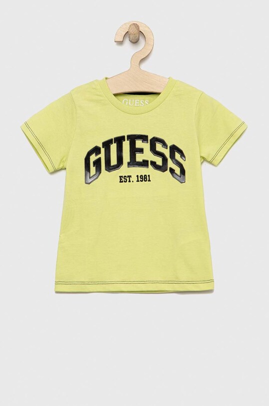Guess t-shirt bawełniany dziecięcy wzorzyste zielony N3RI07.K8HM3.PPYX