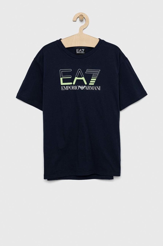 EA7 Emporio Armani t-shirt bawełniany dziecięcy nadruk granatowy 3RBT58.BJ02Z