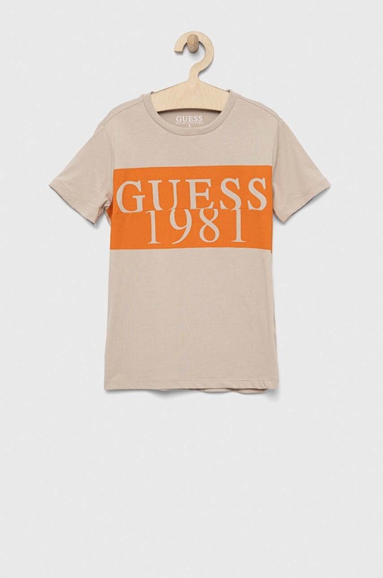 Guess t-shirt bawełniany dziecięcy nadruk beżowy L3GI07.K8HM0.PPYX