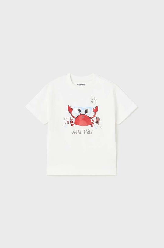Mayoral t-shirt bawełniany niemowlęcy nadruk biały 1026.3K.BABY