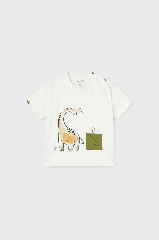 Mayoral t-shirt bawełniany niemowlęcy 1027.3L.BABY biały SS23