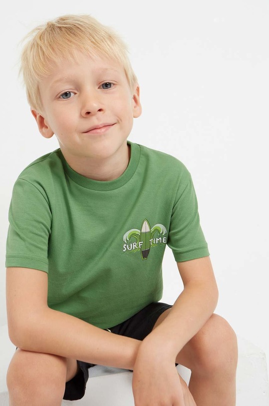 Mayoral t-shirt bawełniany dziecięcy nadruk zielony 3013.5E.MINI.B