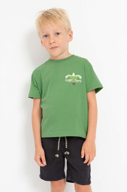 Mayoral t-shirt bawełniany dziecięcy 3013.5E.MINI.B zielony SS23
