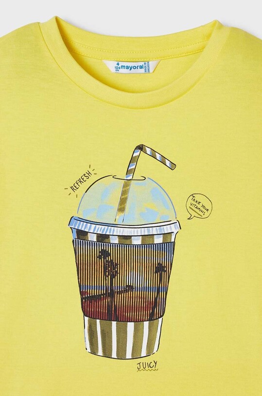 Mayoral t-shirt bawełniany dziecięcy żółty 3014.5E.MINI.B