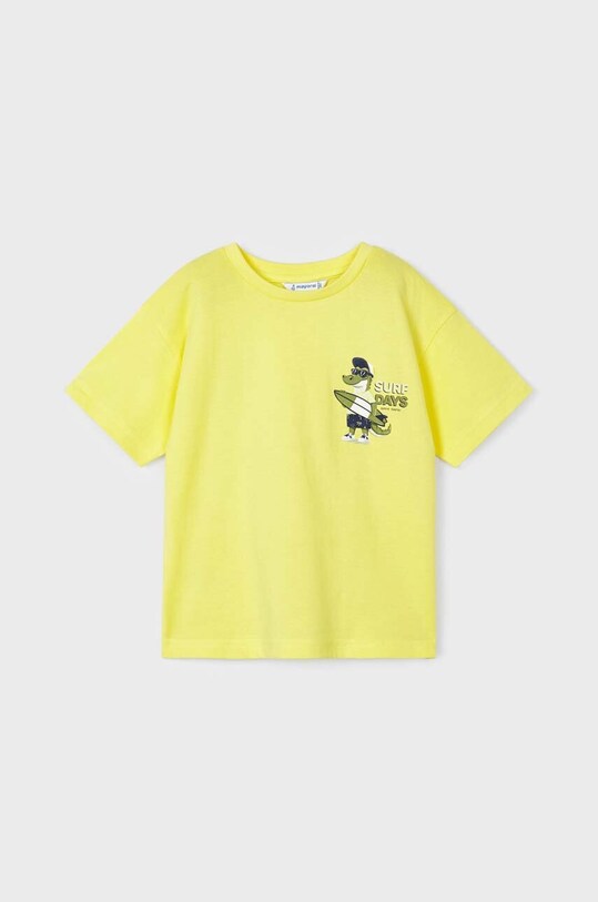 Mayoral t-shirt bawełniany dziecięcy nadruk żółty 3015.5F.MINI.B
