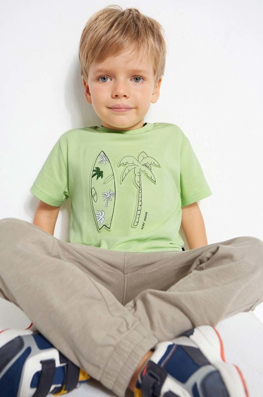 Mayoral t-shirt bawełniany dziecięcy nadruk zielony 3019.5F.MINI