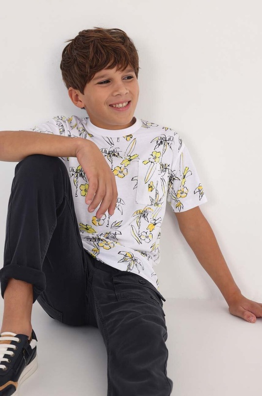 Mayoral t-shirt bawełniany dziecięcy 6085.7E.JUNIOR biały SS23