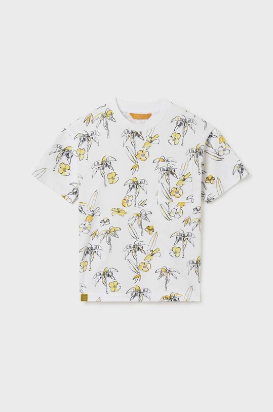 Mayoral t-shirt bawełniany dziecięcy biały 6085.7E.JUNIOR