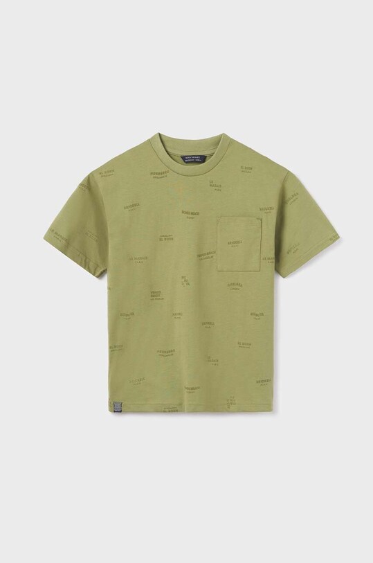 Mayoral t-shirt bawełniany dziecięcy wzorzyste zielony 6085.7E.JUNIOR