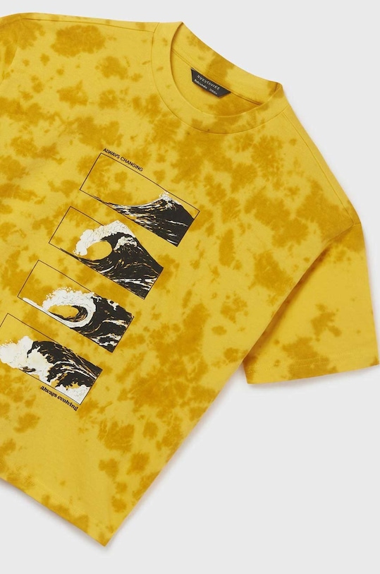 Παιδικό βαμβακερό μπλουζάκι Mayoral κίτρινο 6087.7E.JUNIOR.B