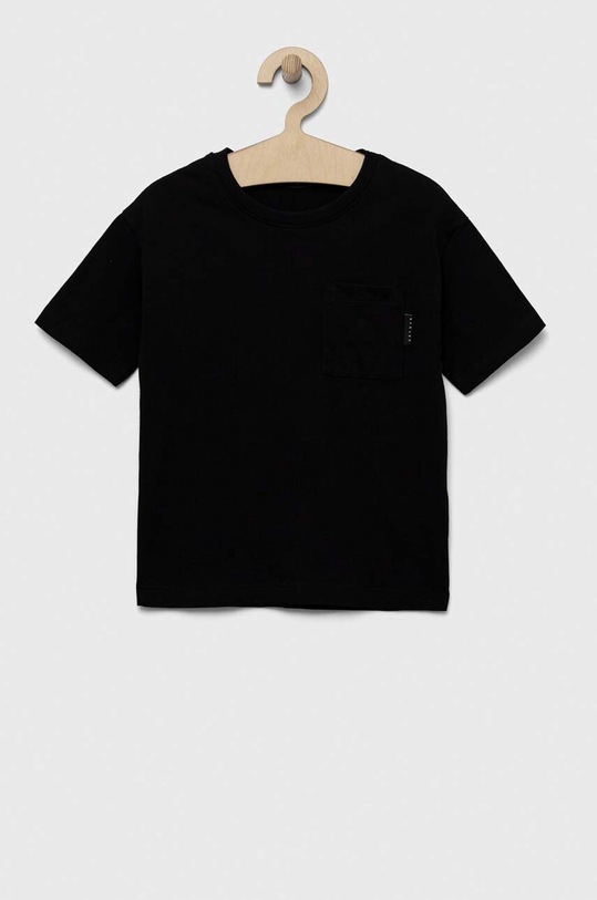 Sisley t-shirt bawełniany dziecięcy nadruk czarny 3096X1032.G.SEASONAL