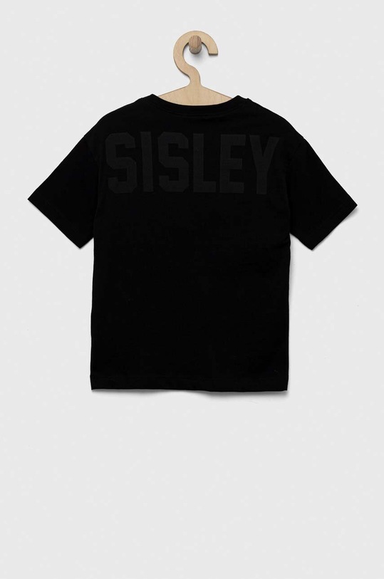 Sisley t-shirt bawełniany dziecięcy 3096X1032.G.SEASONAL czarny SS23