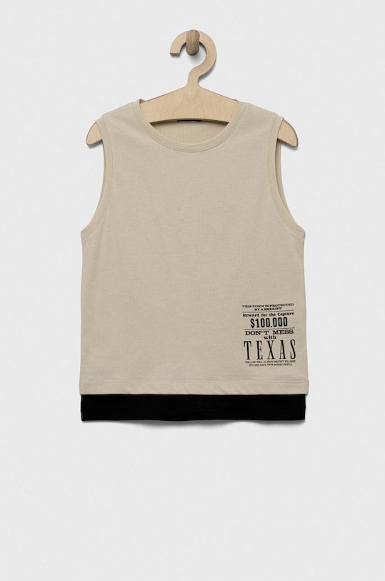 Sisley t-shirt bawełniany dziecięcy nadruk beżowy 3096XH00F.G.SEASONAL