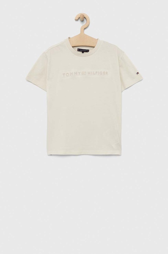 Tommy Hilfiger t-shirt bawełniany dziecięcy aplikacja beżowy KB0KB08207.PPYX