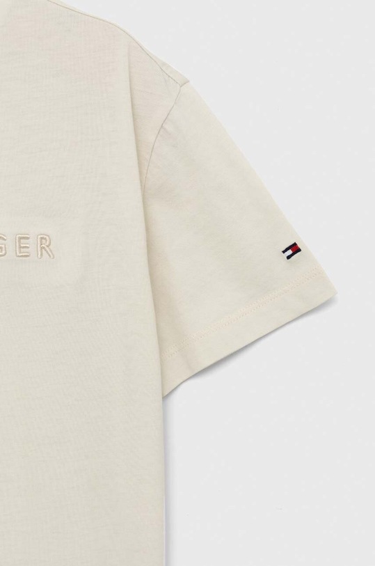 Chłopiec Tommy Hilfiger t-shirt bawełniany dziecięcy KB0KB08207.PPYX beżowy