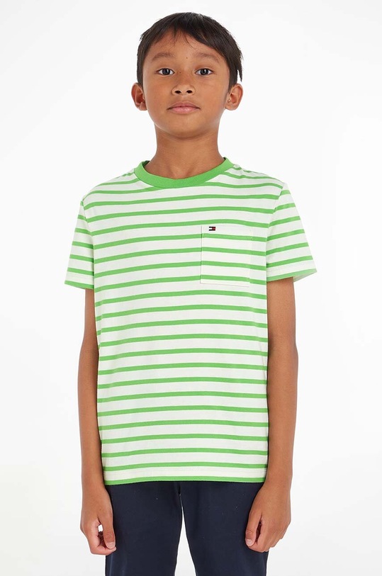 Детска тениска Tommy Hilfiger памук зелен KB0KB08198.PPYX