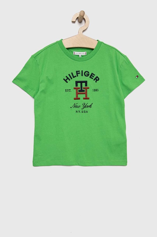 Tommy Hilfiger t-shirt bawełniany dziecięcy aplikacja zielony KS0KS00393.PPYX