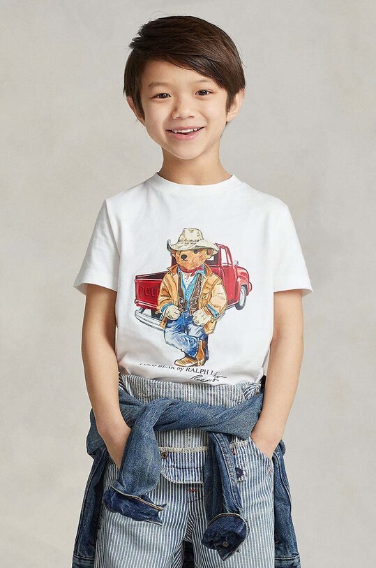 Дитяча бавовняна футболка Polo Ralph Lauren бавовна бежевий 322902444001
