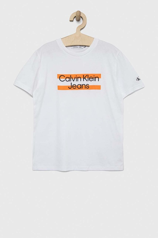 Calvin Klein Jeans t-shirt bawełniany dziecięcy nadruk biały IB0IB01647.PPYX