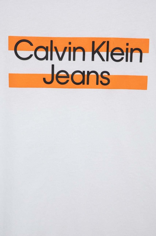 Chłopiec Calvin Klein Jeans t-shirt bawełniany dziecięcy IB0IB01647.PPYX biały