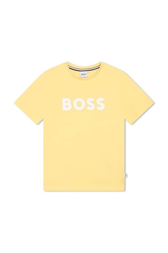 BOSS t-shirt bawełniany dziecięcy nadruk żółty J25O04.162.174