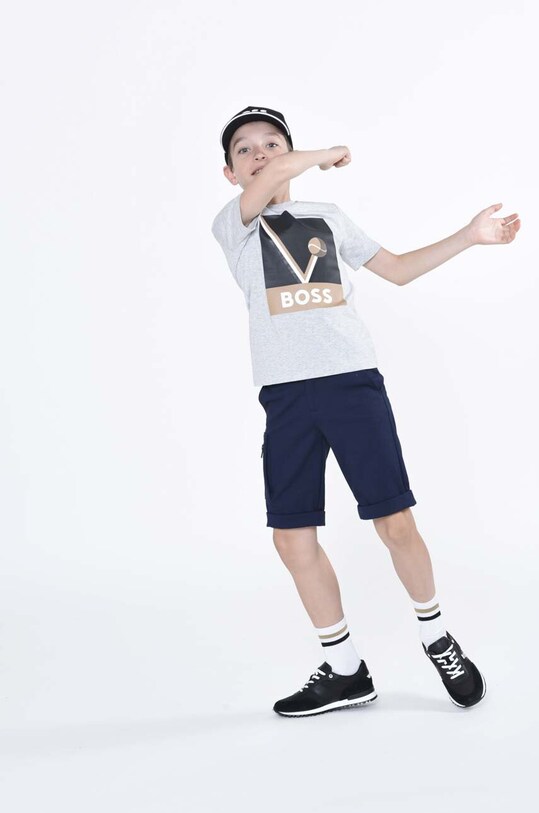 BOSS t-shirt bawełniany dziecięcy nadruk szary J25O11.114.150