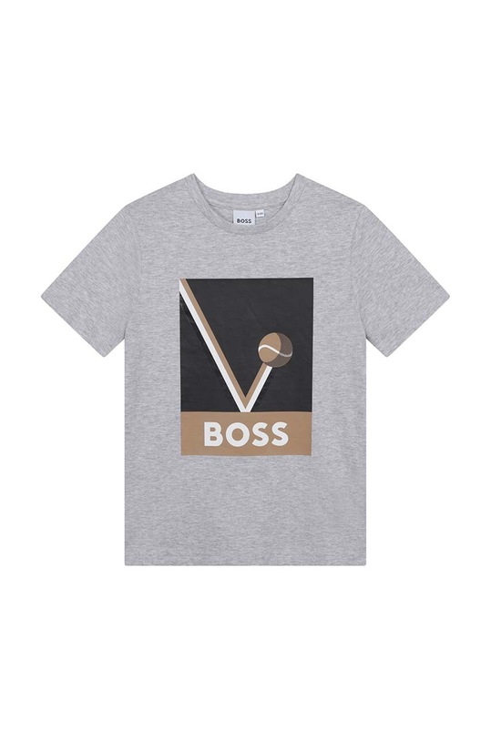 Detské bavlnené tričko BOSS J25O11.162.174 sivá SS23