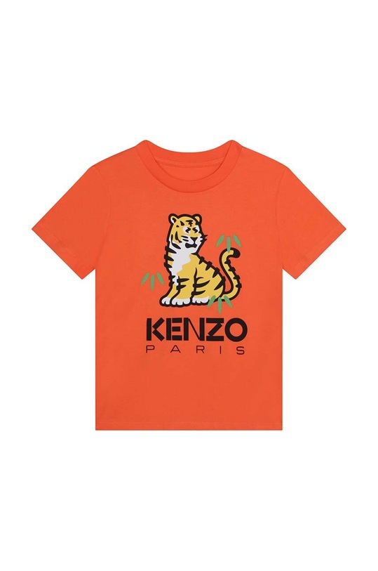 Kenzo Kids t-shirt bawełniany dziecięcy nadruk pomarańczowy K25800
