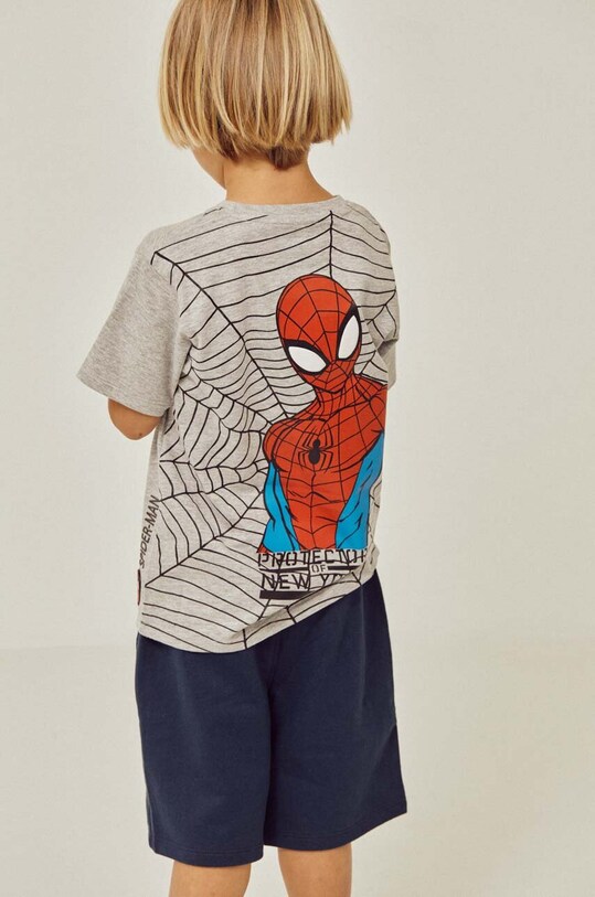 zippy t-shirt bawełniany dziecięcy x Spiderman nadruk szary ZKBAP0303.23017