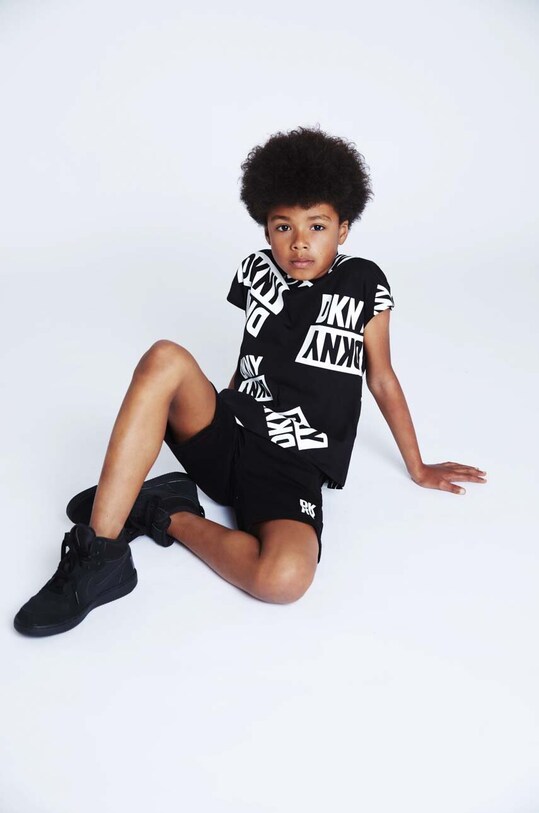 Dkny tricou de bumbac pentru copii print negru D25E45.162.174