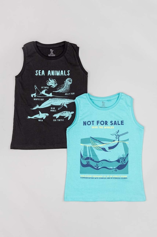 Dětské bavlněné tričko zippy 2-pack kulatý modrá ZKBAP0303.23042