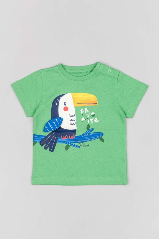 zippy t-shirt bawełniany niemowlęcy nadruk zielony ZBBAP0303.23011